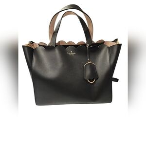 Kate Spade Black Scalloped Leather Tote Bag